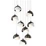 Brooklyn 20.5"W 9-Light Double Round White and Oiled Bronze Long Penda