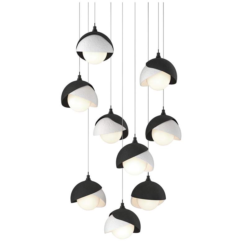 Image 1 Brooklyn 20.5"W 9-Light White Accented Double Round Black Long Pendant