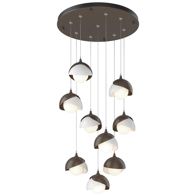 Image 1 Brooklyn 20.5"W 9-Light White Accented Double Round Bronze Standard Pe
