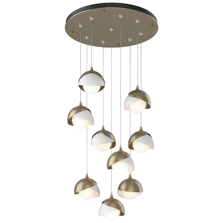 Image 1 Brooklyn 20.5"W 9-Light White Accented Double Round Gold Standard Pend