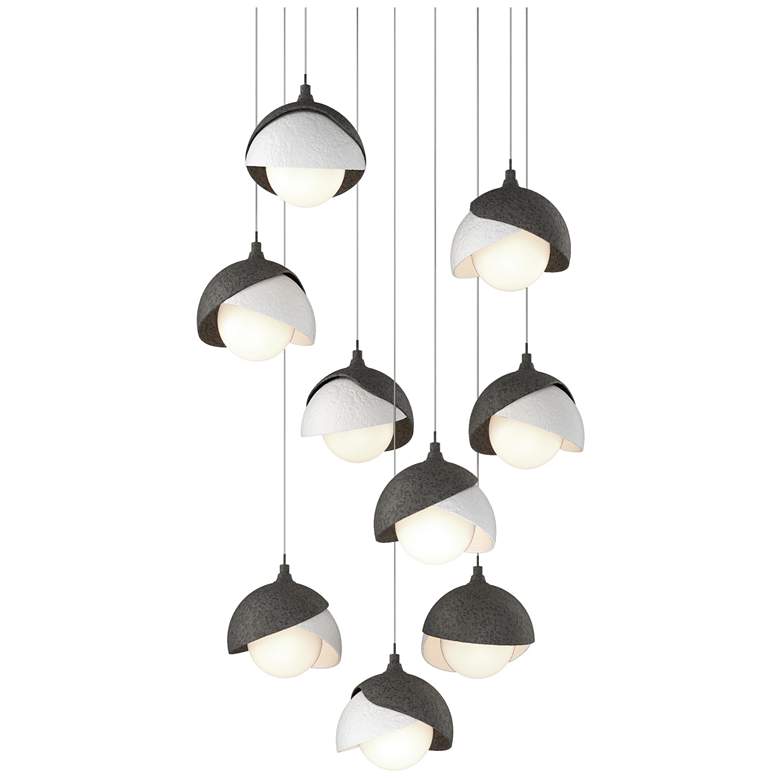 Image 1 Brooklyn 20.5"W 9-Light White Accented Double Round Iron Long Pendant