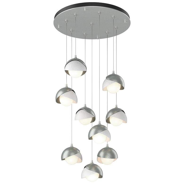 Image 1 Brooklyn 20.5"W 9-Light White Accented Double Round Standard Pendant