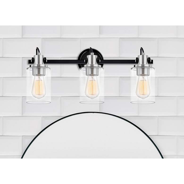 Image 2 Brooklyn 23 1/2" Wide Matte Black Nickel 3-Light Bath Light