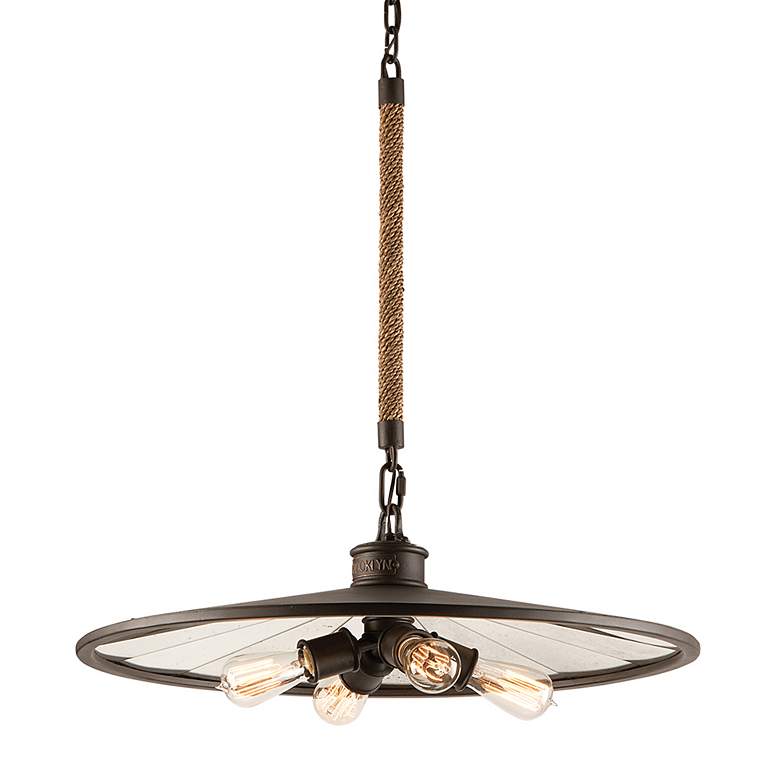 Image 1 Brooklyn 26 inch Wide Heritage Bronze 4-Light Chandelier