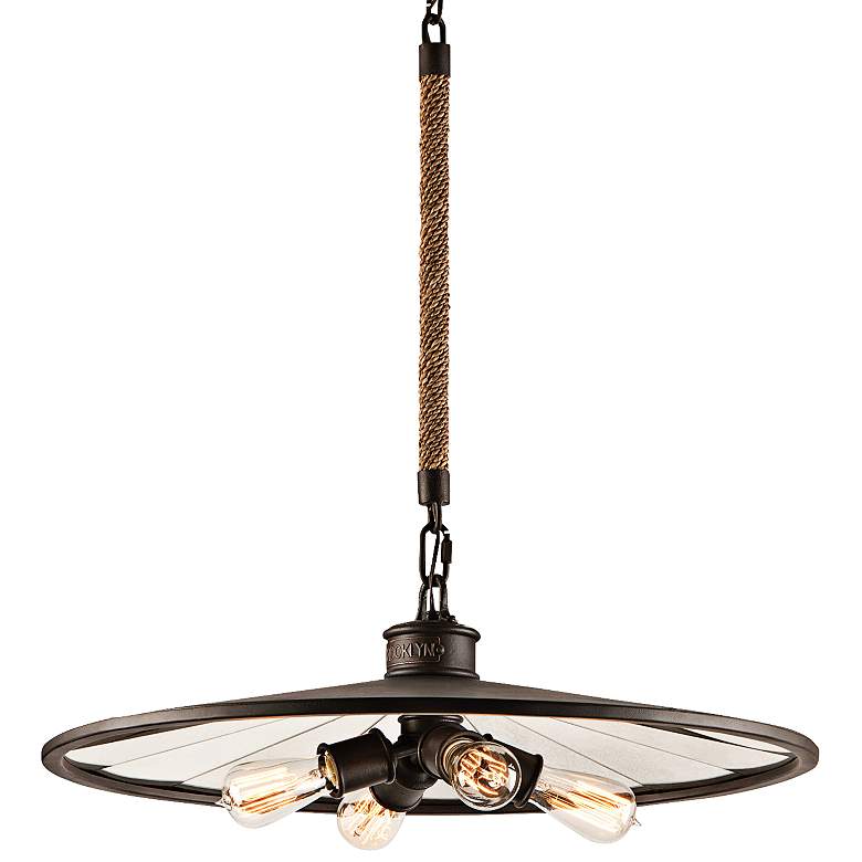 Image 1 Brooklyn 26" Wide Iron Pendant Chandelier with Rope Stem