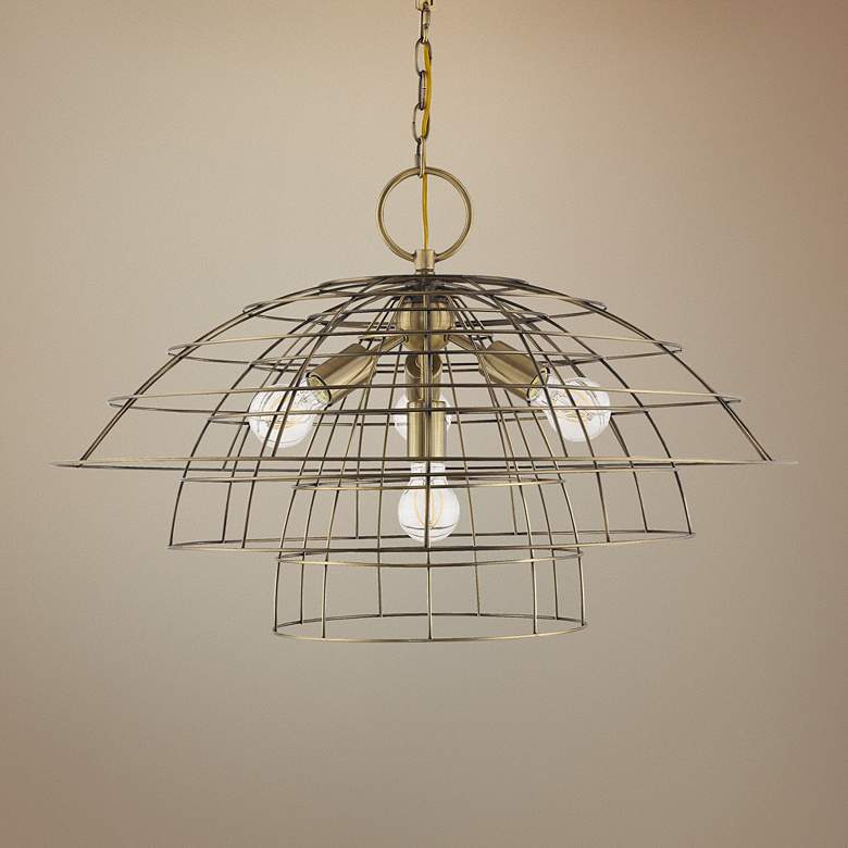 Image 1 Brooklyn 28" Wide Antique Brass 4-Light Chandelier