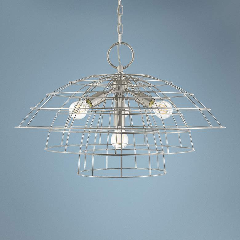 Image 1 Brooklyn 28" Wide Brushed Nickel 4-Light Chandelier