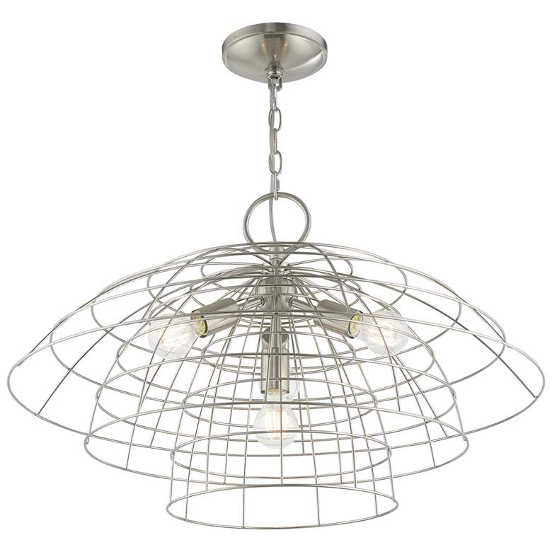 Image 3 Brooklyn 28" Wide Brushed Nickel 4-Light Chandelier more views