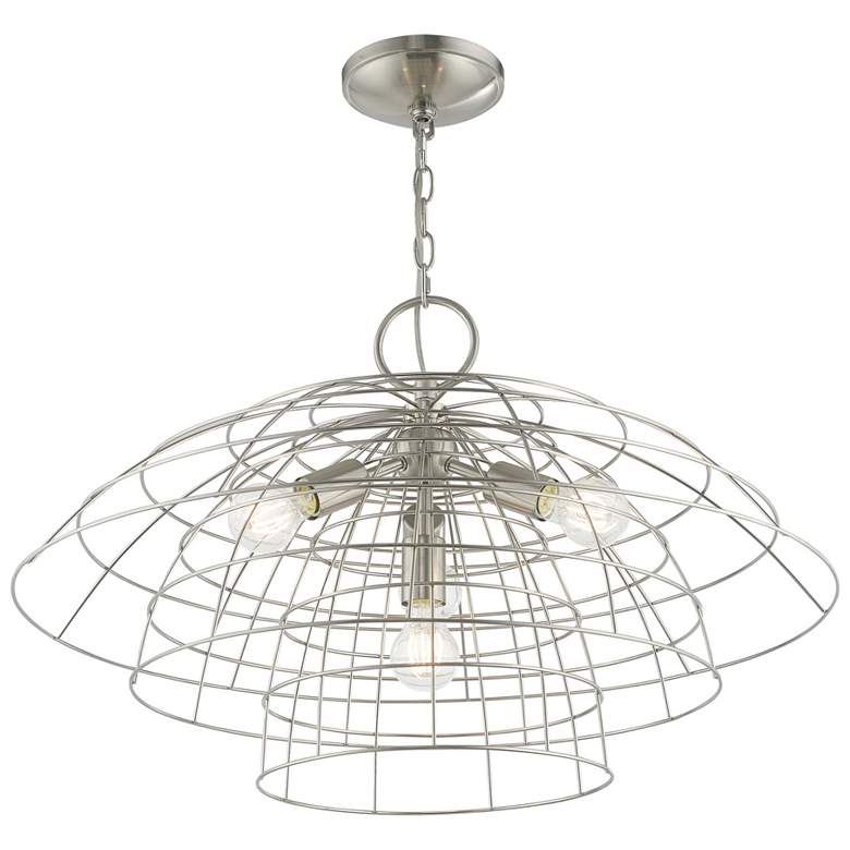 Image 3 Brooklyn 28 inch Wide Brushed Nickel 4-Light Chandelier more views