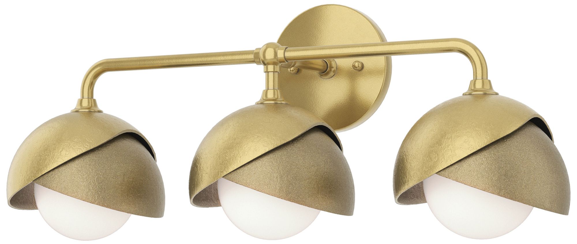 Brooklyn 3-Light Double Sconce Modern Brass Gold Opal Glass Made to Order