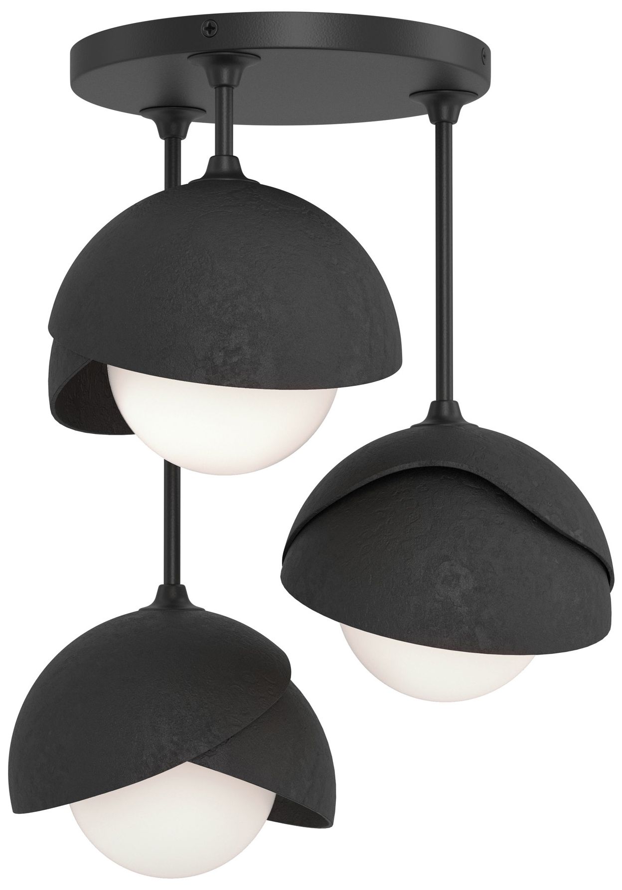 Brooklyn 3-Light Double Semi-Flush Black Black Opal Glass Made to Order