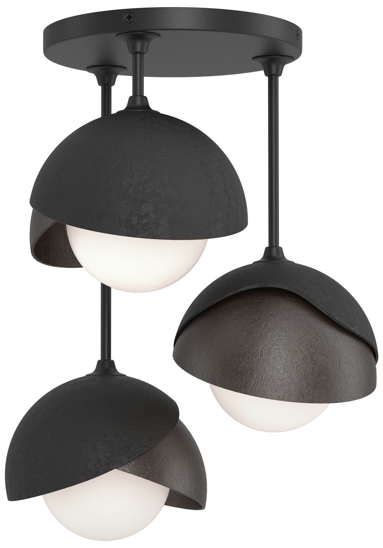 Brooklyn 3-Light Double Semi-Flush Black Bronze Opal Glass Made to Order