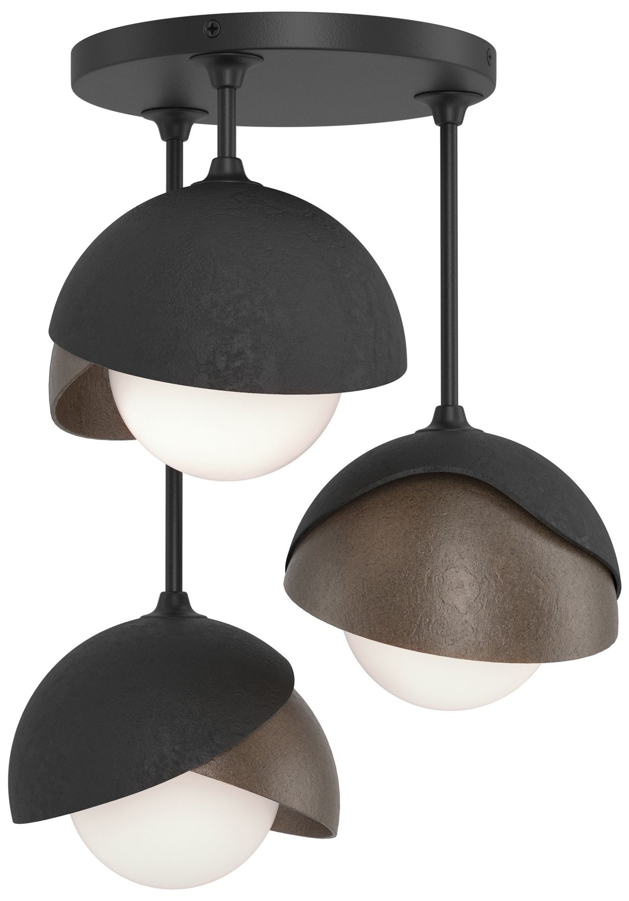 Brooklyn 3-Light Double Semi-Flush Black Bronze Opal Glass Made to Order
