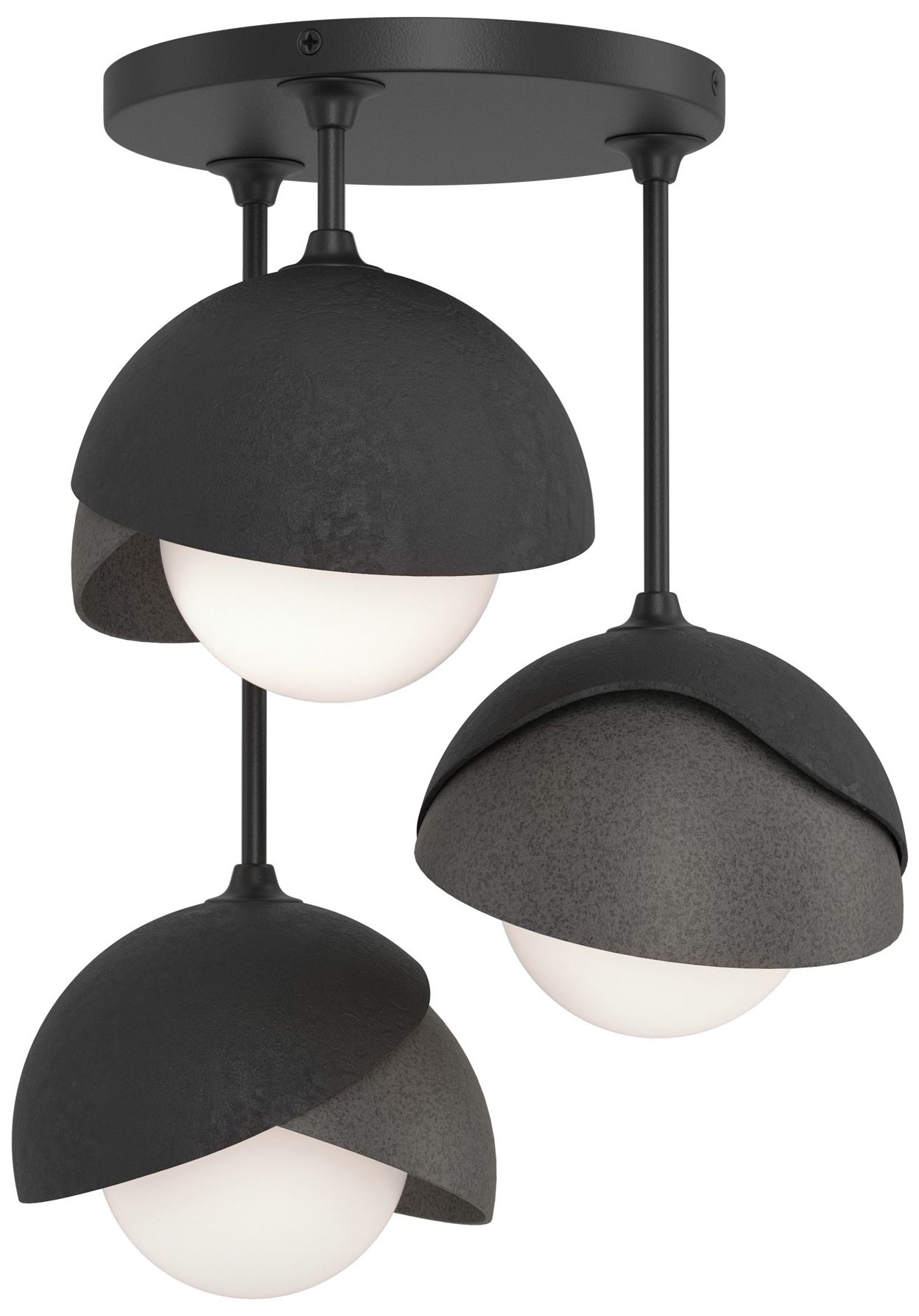 Brooklyn 3-Light Double Semi-Flush Black Iron Opal Glass Made to Order