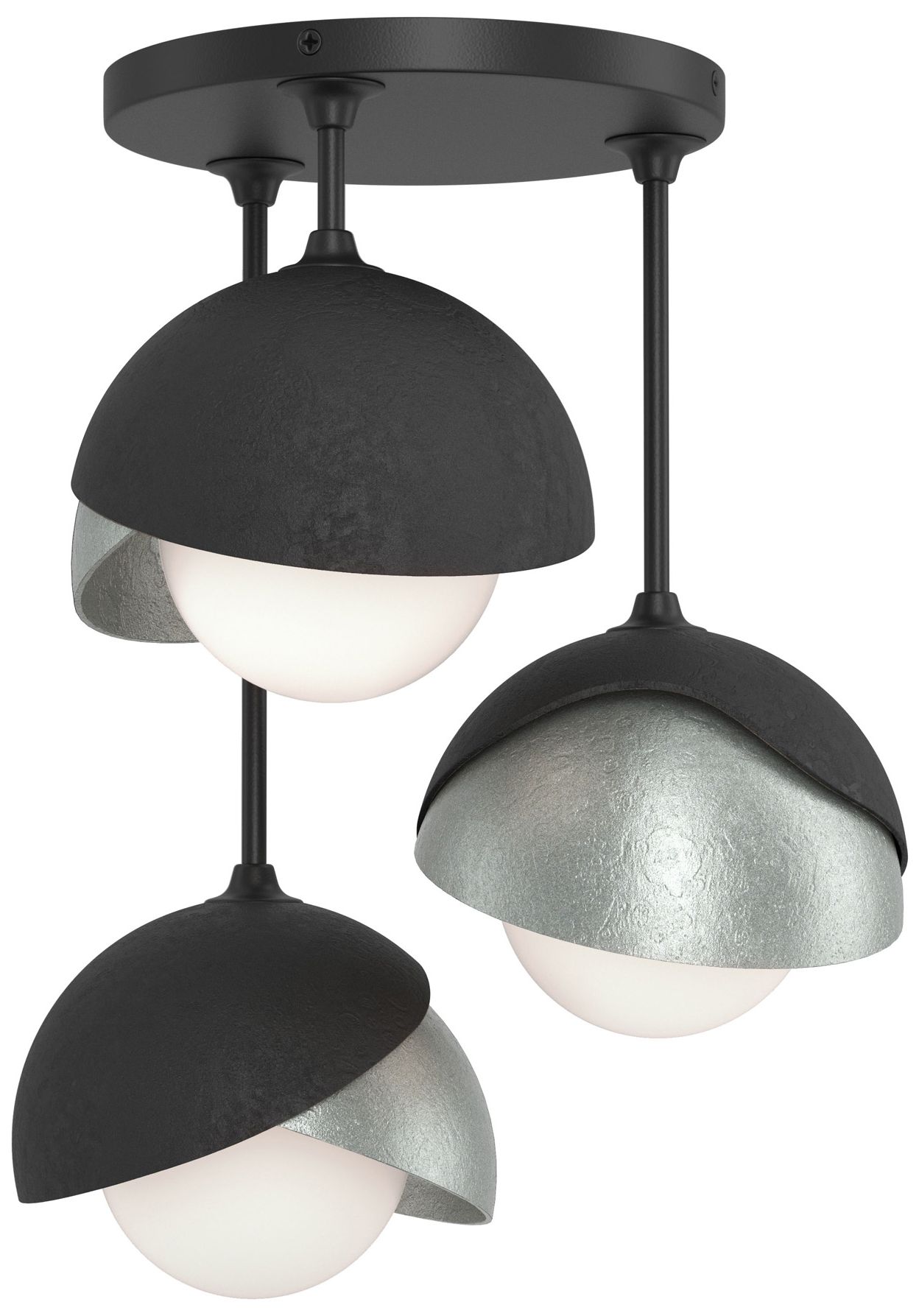 Brooklyn 3-Light Double Semi-Flush Black Platinum Opal Glass Made to Order