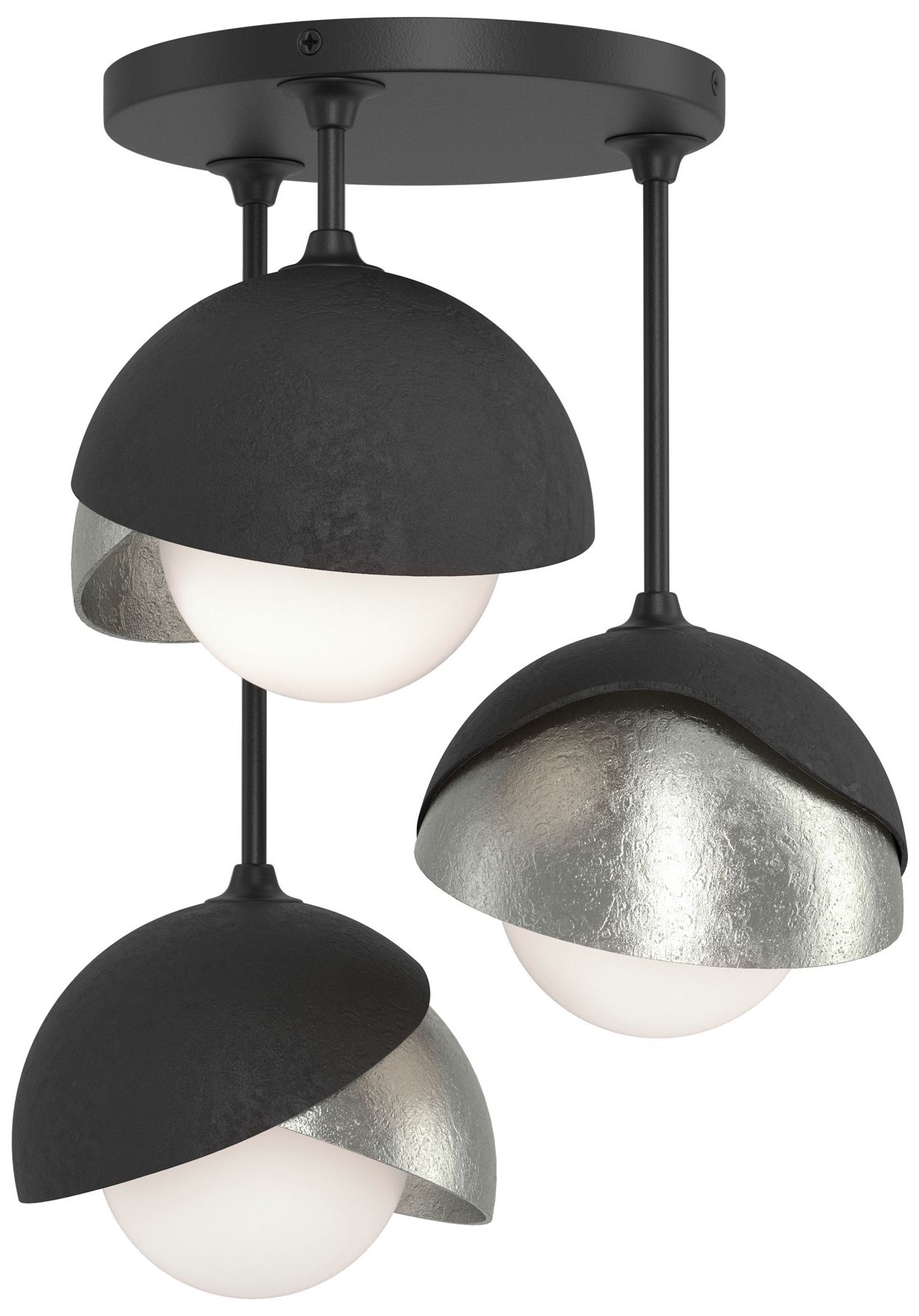 Brooklyn 3-Light Double Semi-Flush Black Sterling Opal Glass Made to Order
