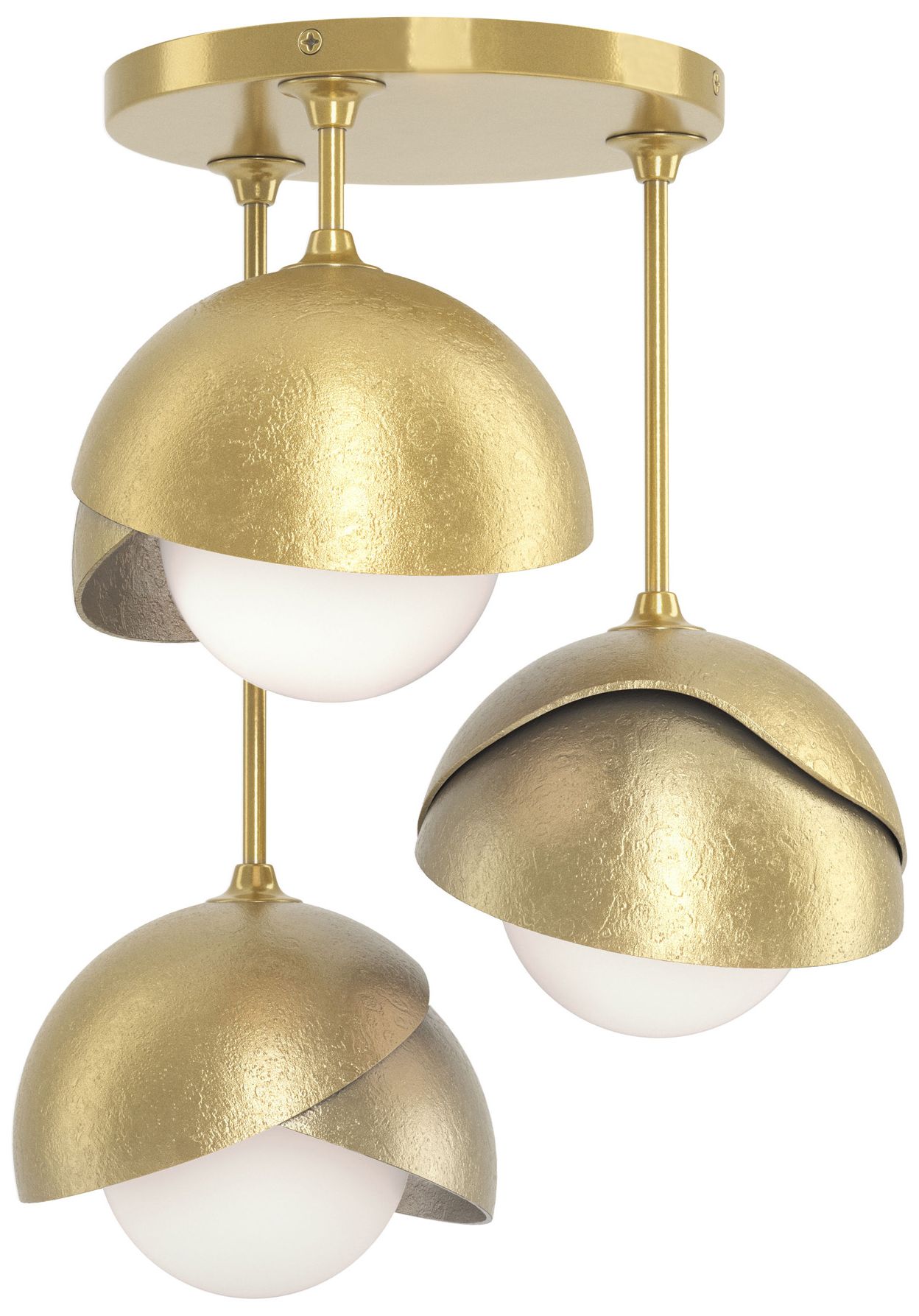 Brooklyn 3-Light Double Semi-Flush Brass Brass Opal Glass Made to Order