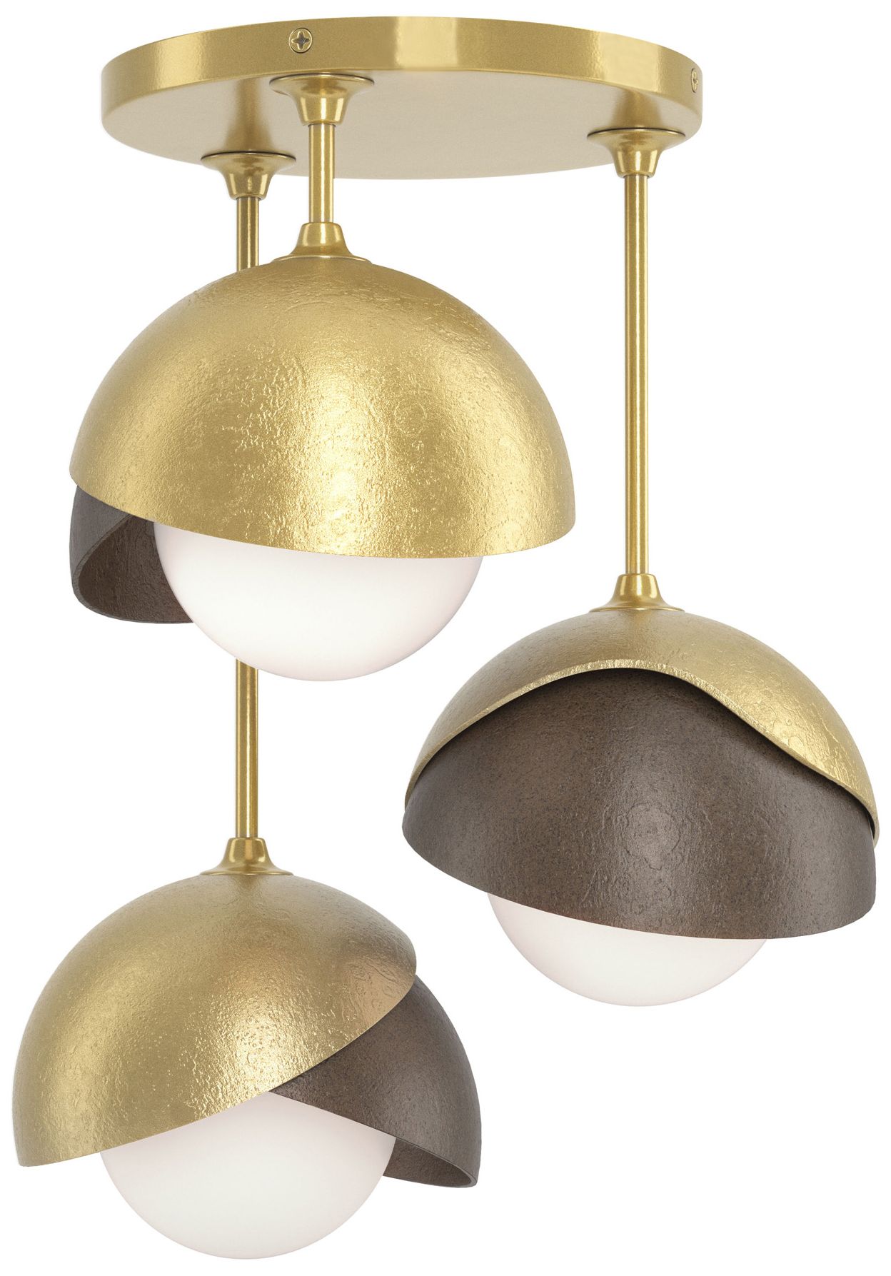 Brooklyn 3-Light Double Semi-Flush Brass Bronze Opal Glass Made to Order