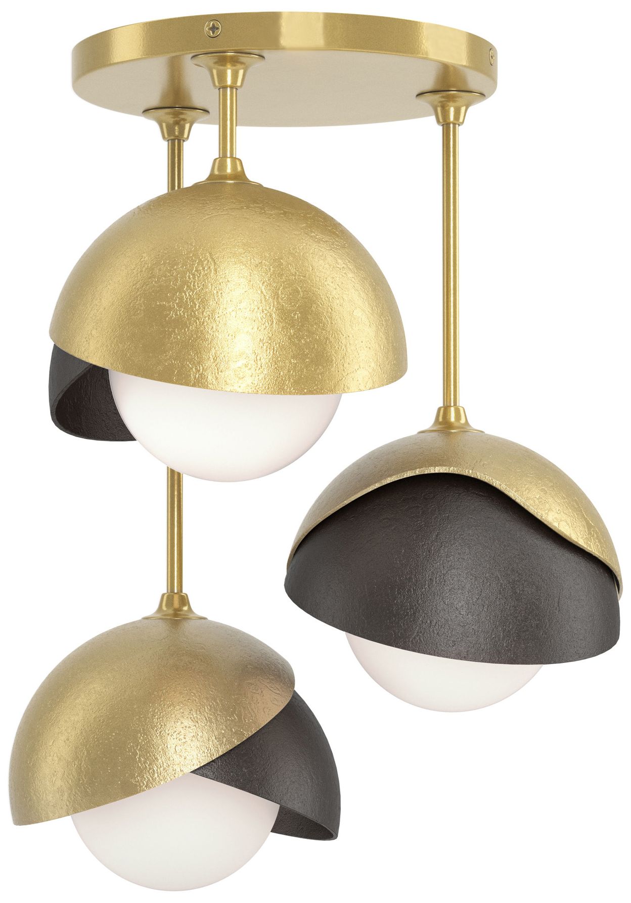 Brooklyn 3-Light Double Semi-Flush Brass Bronze Opal Glass Made to Order