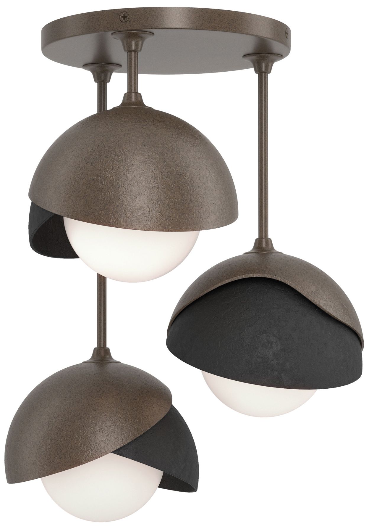 Brooklyn 3-Light Double Semi-Flush Bronze Black Opal Glass Made to Order