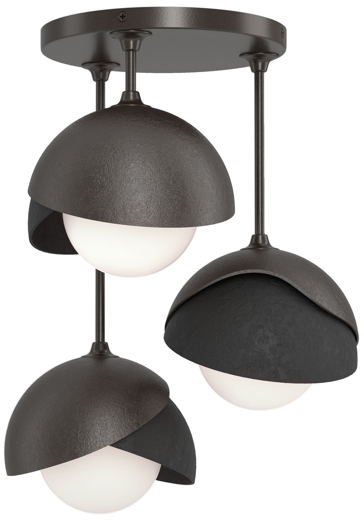 Brooklyn 3-Light Double Semi-Flush Bronze Black Opal Glass Made to Order