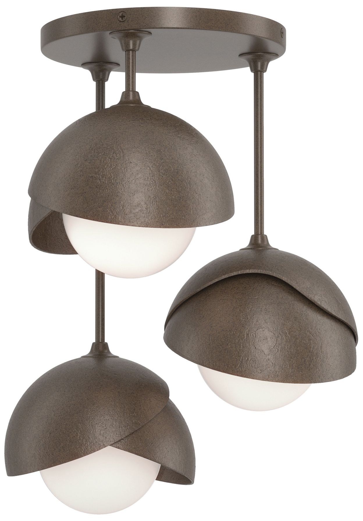 Brooklyn 3-Light Double Semi-Flush Bronze Bronze Opal Glass Made to Order