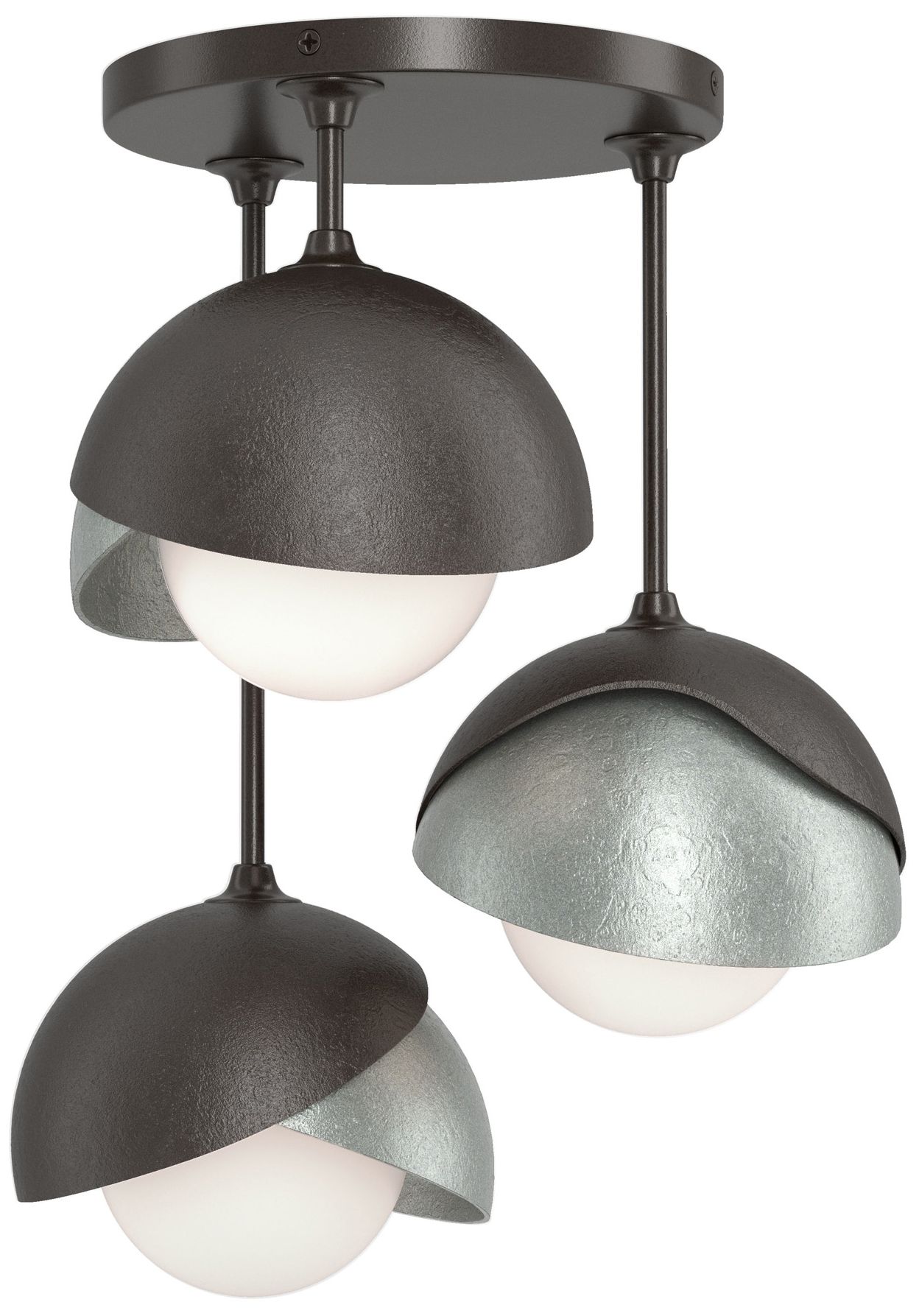 Brooklyn 3-Light Double Semi-Flush Bronze Platinum Opal Glass Made to Order