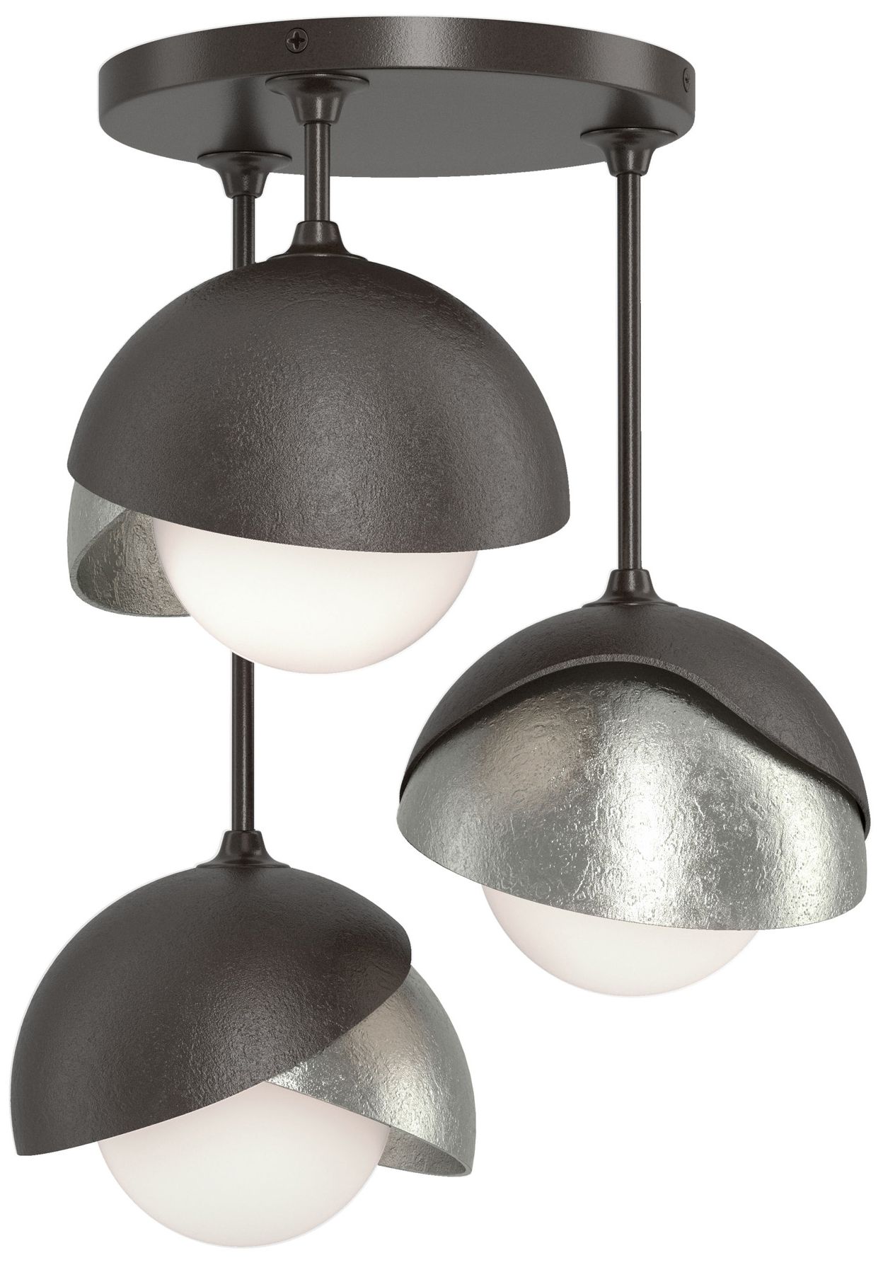 Brooklyn 3-Light Double Semi-Flush Bronze Sterling Opal Glass Made to Order
