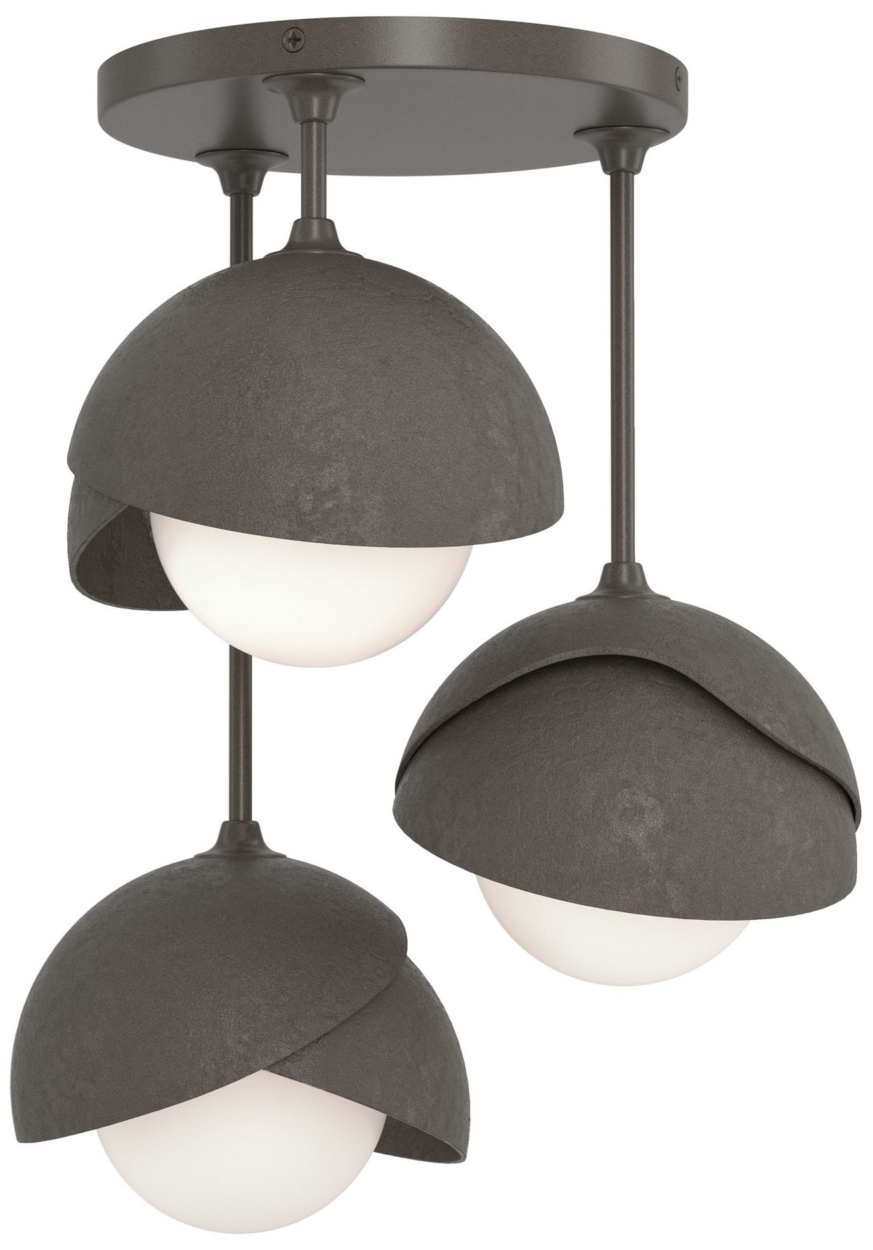 Brooklyn 3-Light Double Semi-Flush Dark Smoke Opal Glass Made to Order