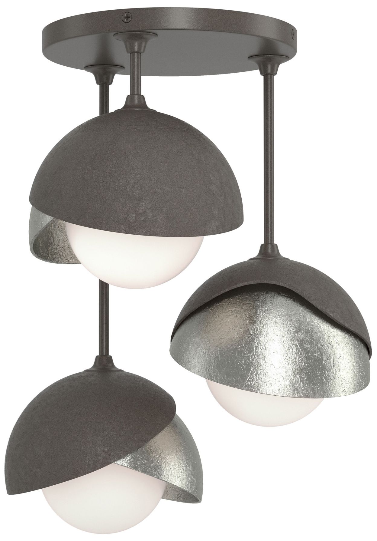 Brooklyn 3-Light Double Semi-Flush Dark Smoke Sterling Opal Made to Order