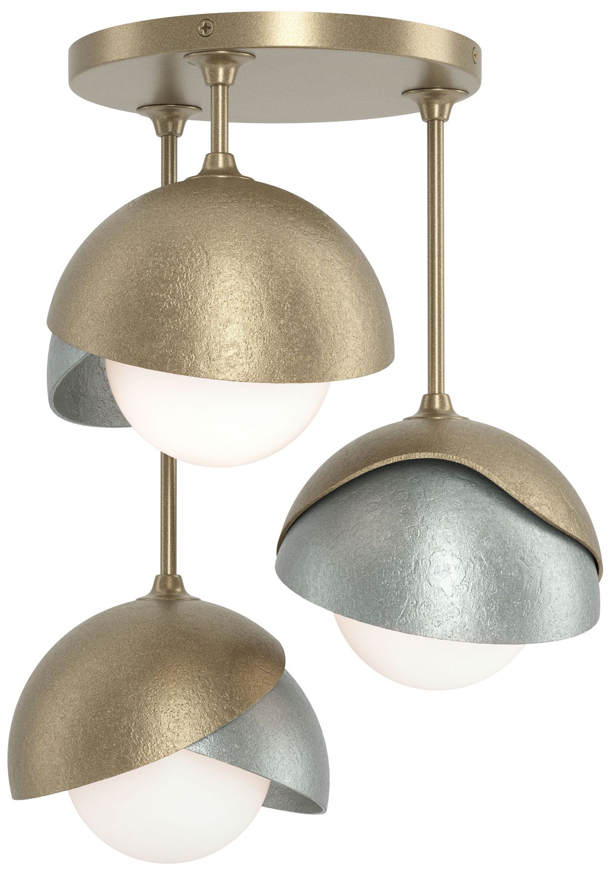 Brooklyn 3-Light Double Semi-Flush Gold Platinum Opal Glass Made to Order