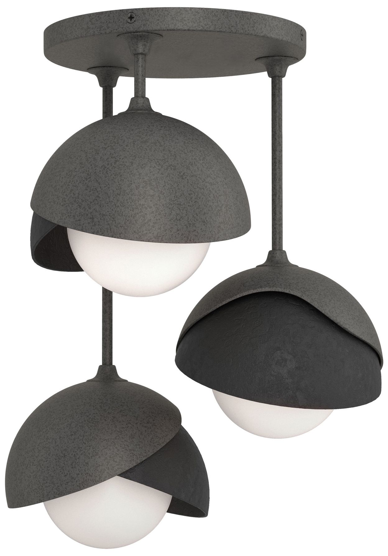 Brooklyn 3-Light Double Semi-Flush Iron Black Opal Glass Made to Order