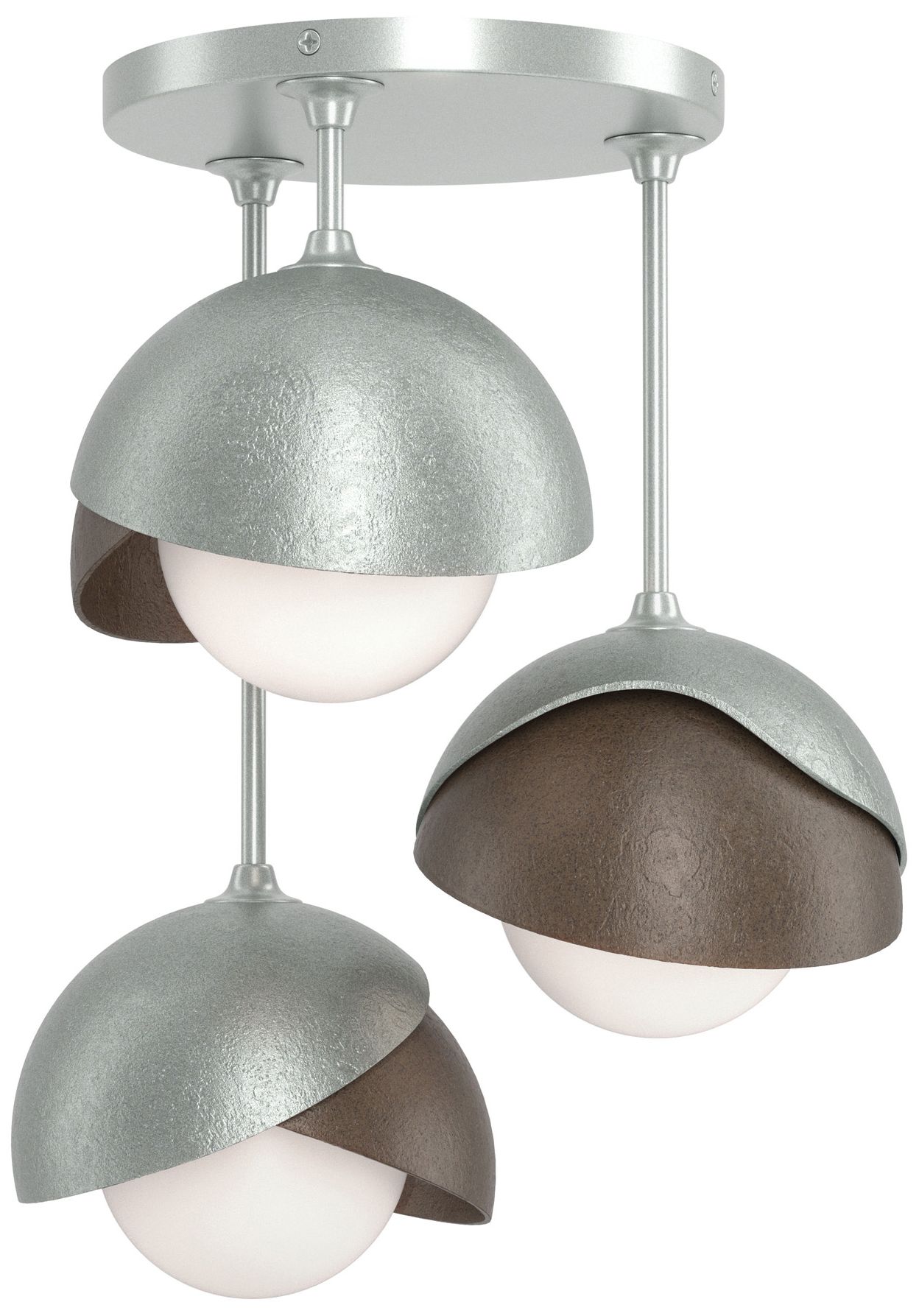 Brooklyn 3-Light Double Semi-Flush Platinum Bronze Opal Glass Made to Order