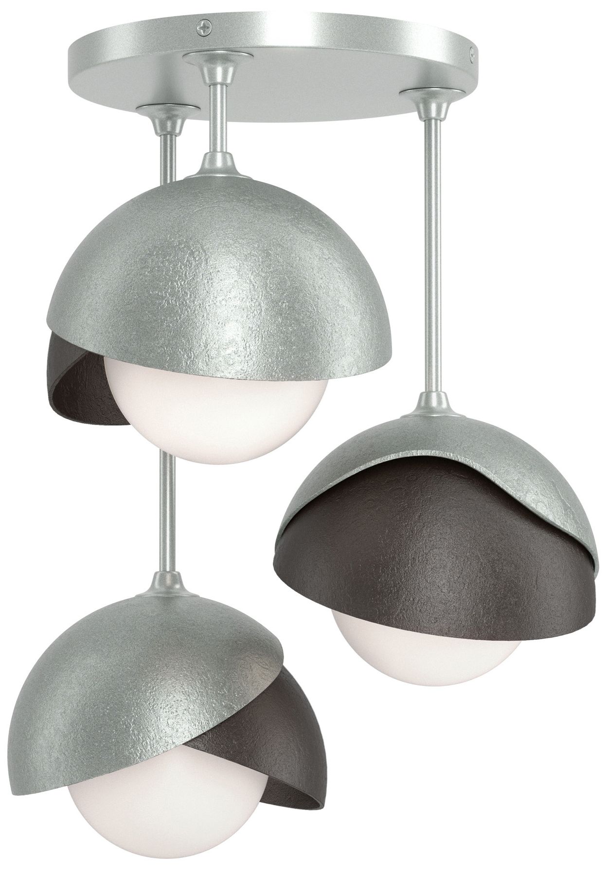 Brooklyn 3-Light Double Semi-Flush Platinum Bronze Opal Glass Made to Order