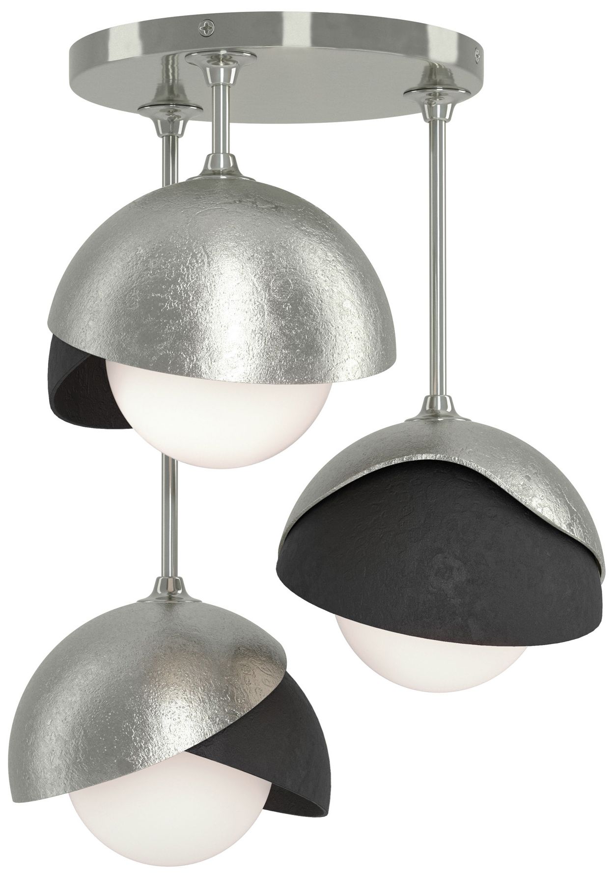 Brooklyn 3-Light Double Semi-Flush Sterling Black Opal Glass Made to Order