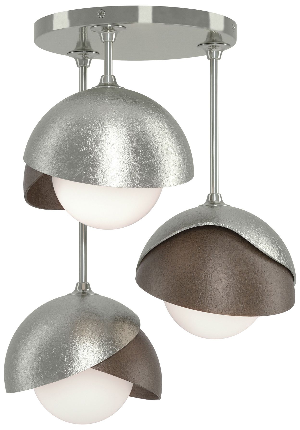Brooklyn 3-Light Double Semi-Flush Sterling Bronze Opal Glass Made to Order