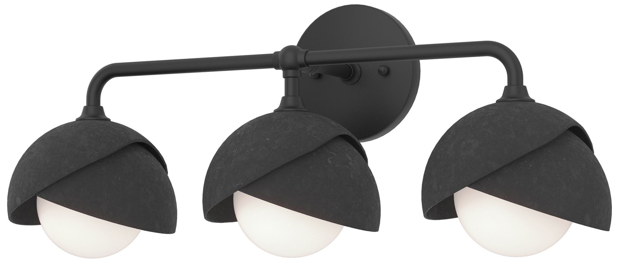 Brooklyn 3-Light Double Shade Sconce Black Black Opal Glass Made to Order