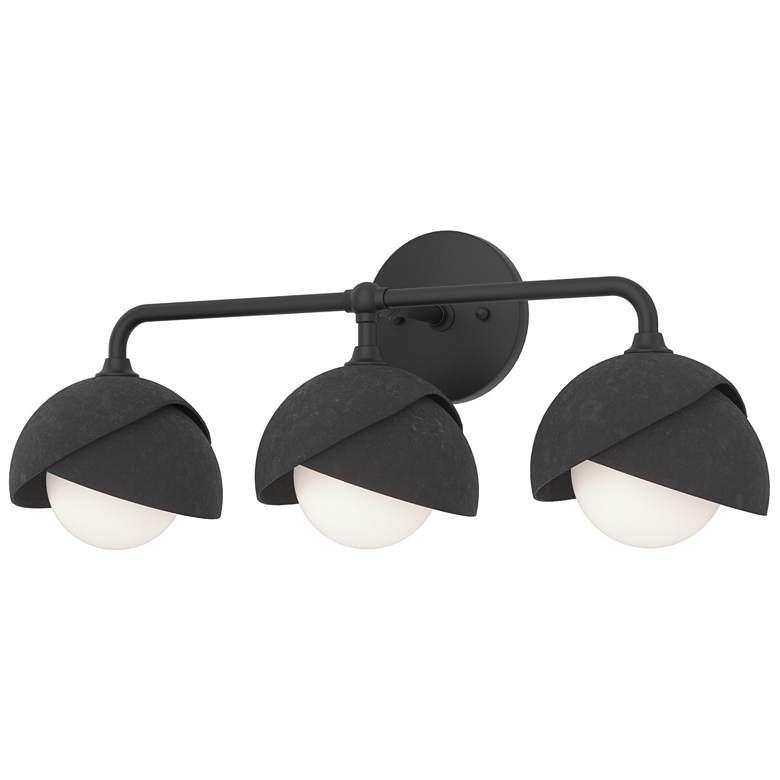 Image 1 Brooklyn 3-Light Double Shade Sconce - Black - Black - Opal Glass