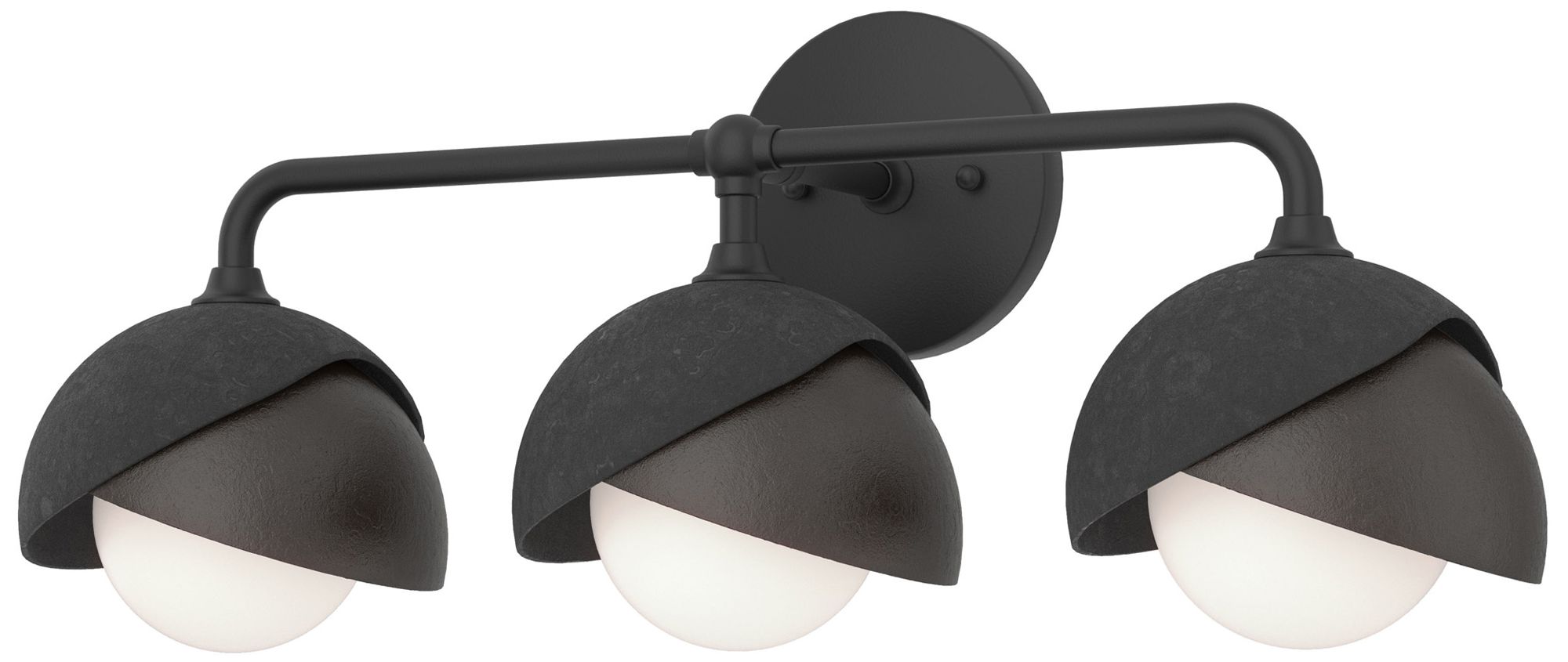 Brooklyn 3-Light Double Shade Sconce Black Bronze Opal Glass Made to Order