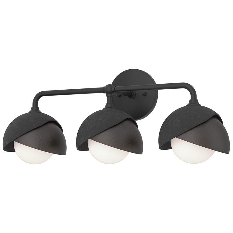 Image 1 Brooklyn 3-Light Double Shade Sconce - Black - Bronze - Opal Glass