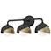Brooklyn 3-Light Double Shade Sconce - Black - Gold - Opal Glass