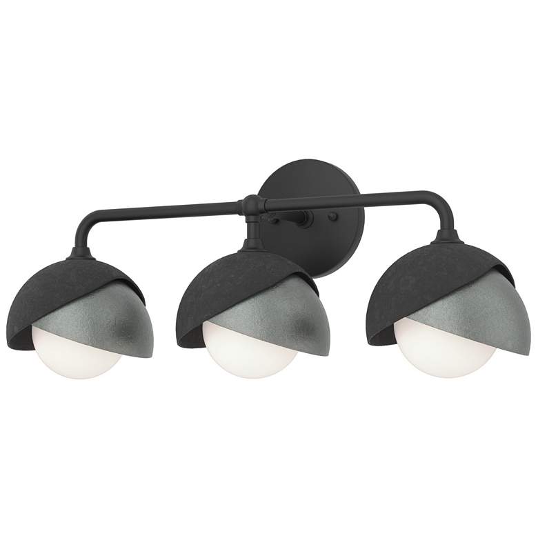 Image 1 Brooklyn 3-Light Double Shade Sconce - Black - Platinum - Opal Glass