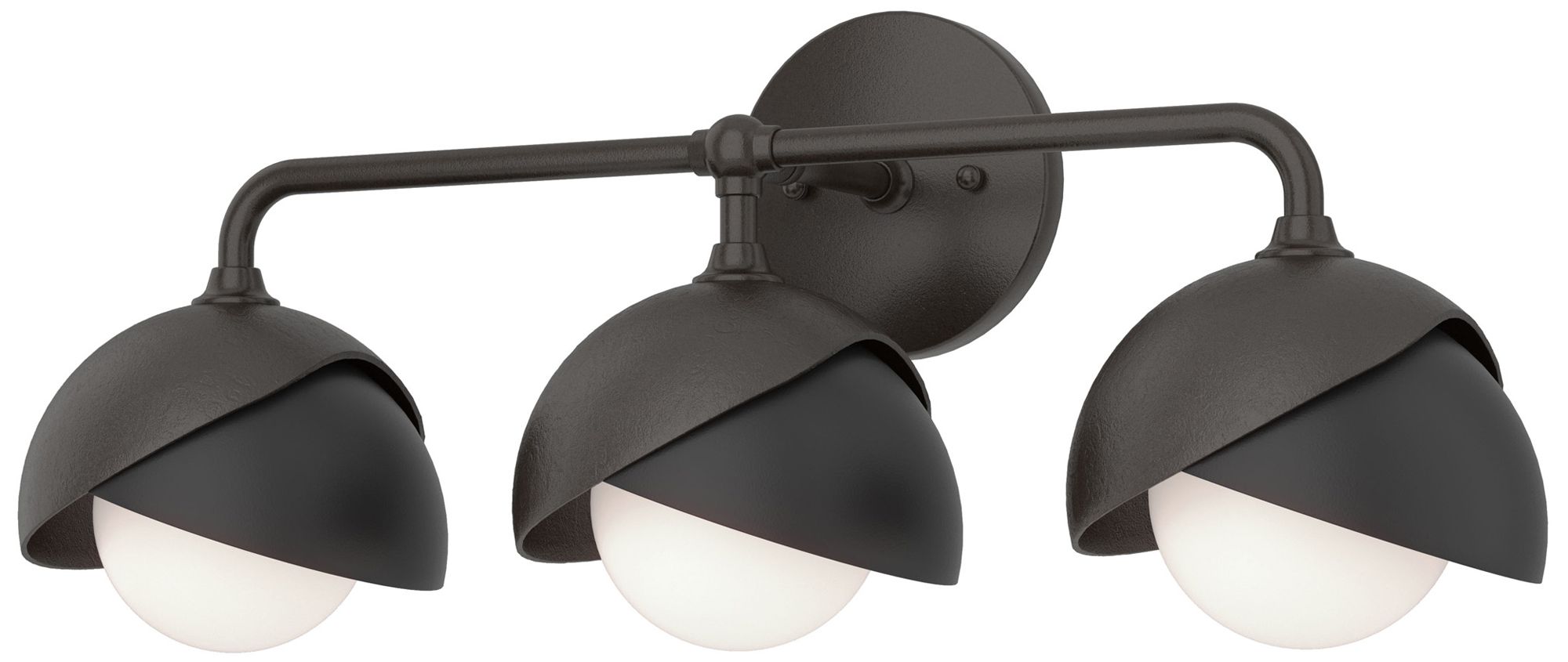 Brooklyn 3-Light Double Shade Sconce Bronze Black Opal Glass Made to Order