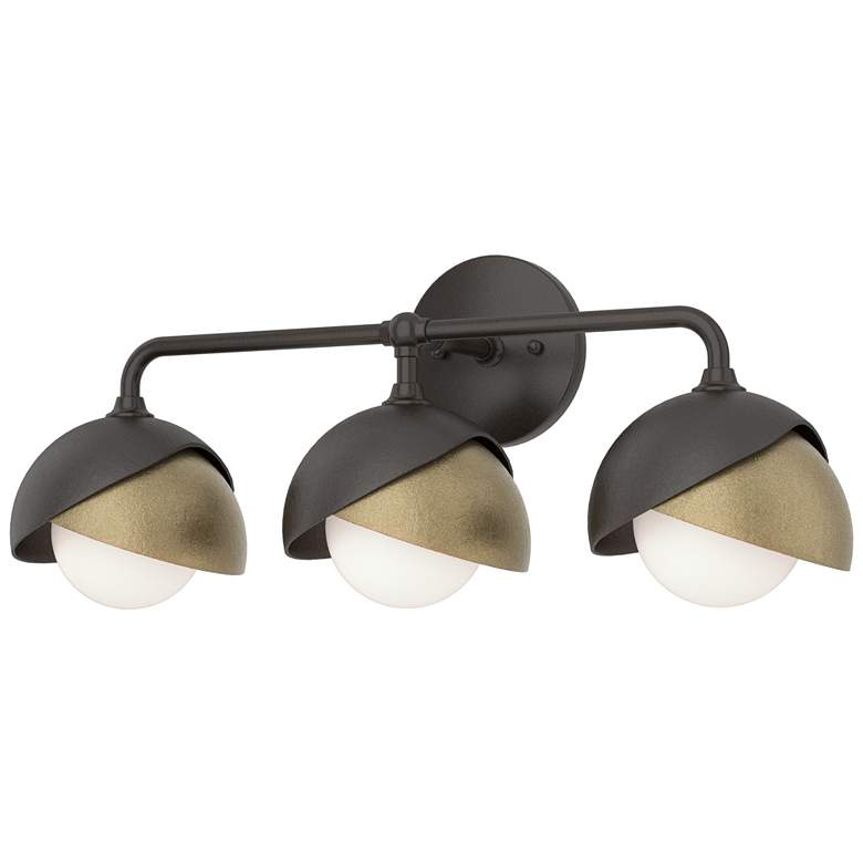 Image 1 Brooklyn 3-Light Double Shade Sconce - Bronze - Gold - Opal Glass