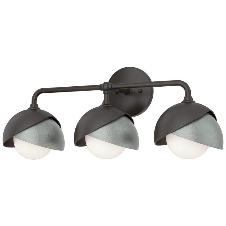 Image 1 Brooklyn 3-Light Double Shade Sconce - Bronze - Platinum - Opal Glass