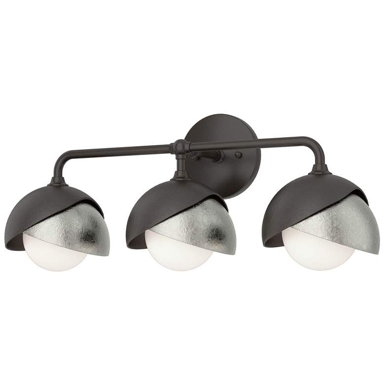 Image 1 Brooklyn 3-Light Double Shade Sconce - Bronze - Sterling - Opal Glass