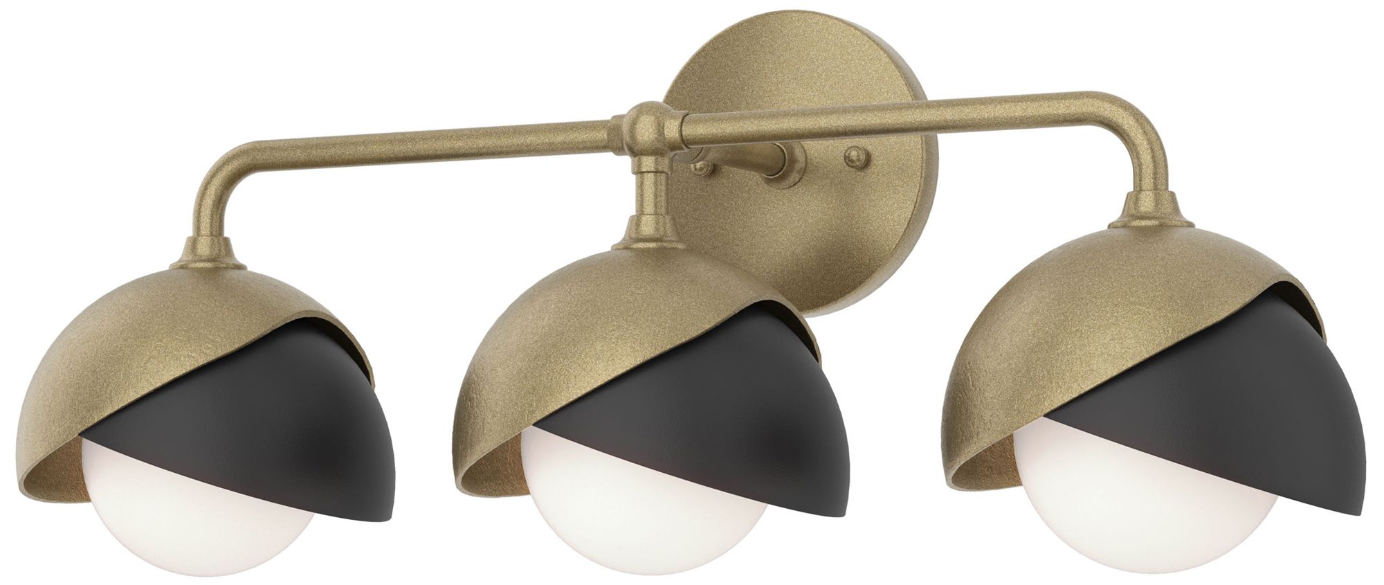 Brooklyn 3-Light Double Shade Sconce Gold Black Opal Glass Made to Order