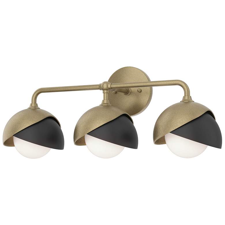 Image 1 Brooklyn 3-Light Double Shade Sconce - Gold - Black - Opal Glass