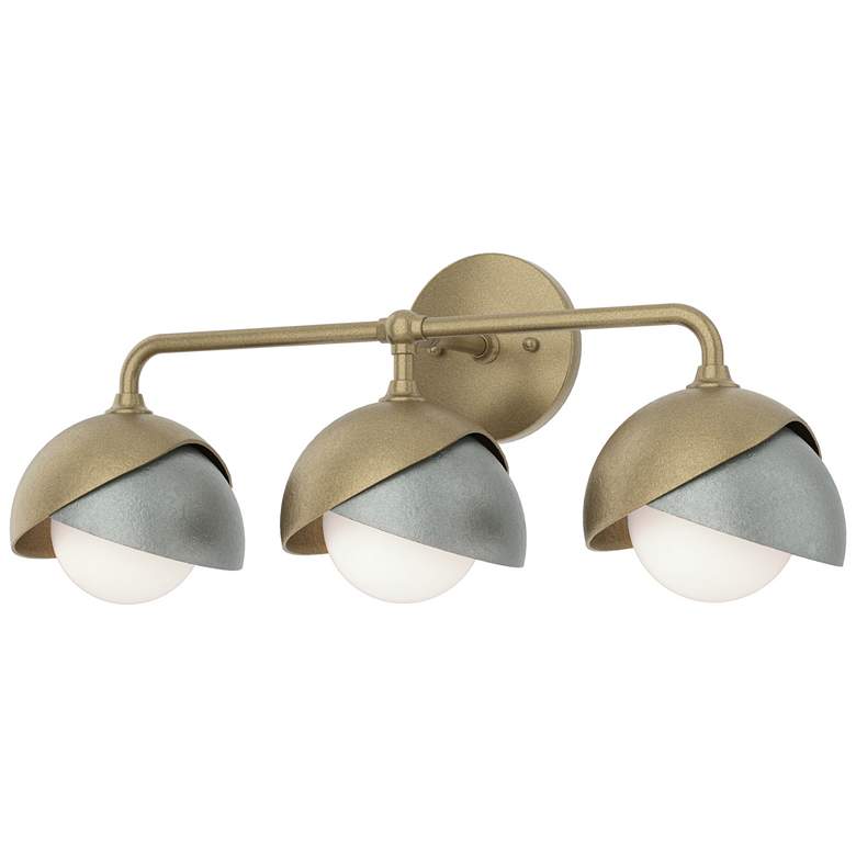 Image 1 Brooklyn 3-Light Double Shade Sconce - Gold - Platinum - Opal Glass