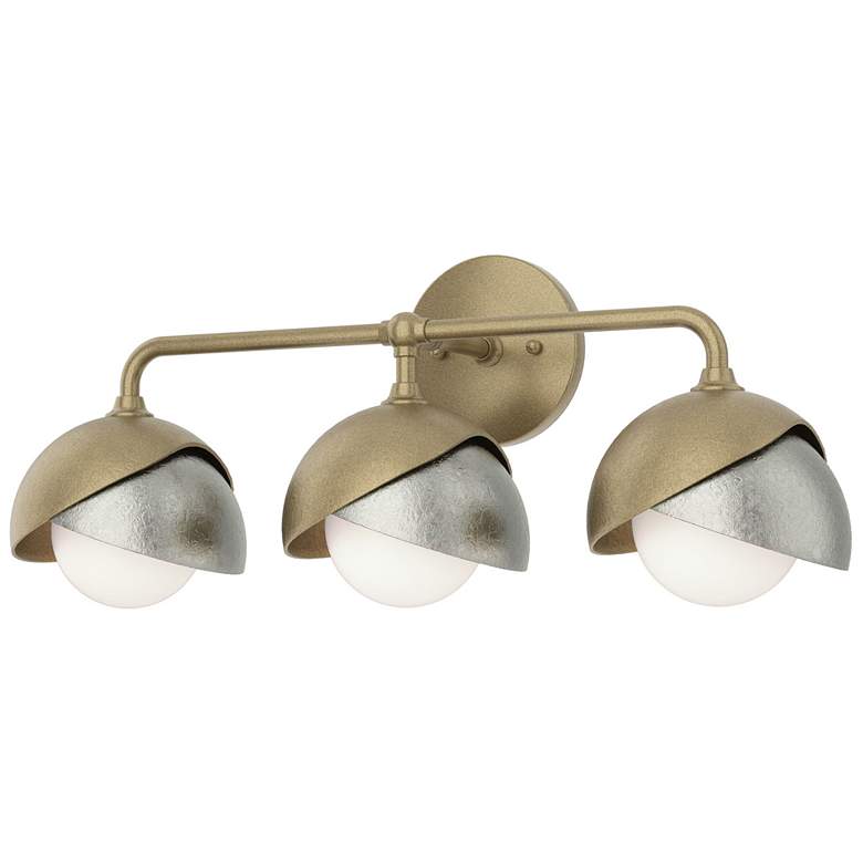 Image 1 Brooklyn 3-Light Double Shade Sconce - Gold - Sterling - Opal Glass